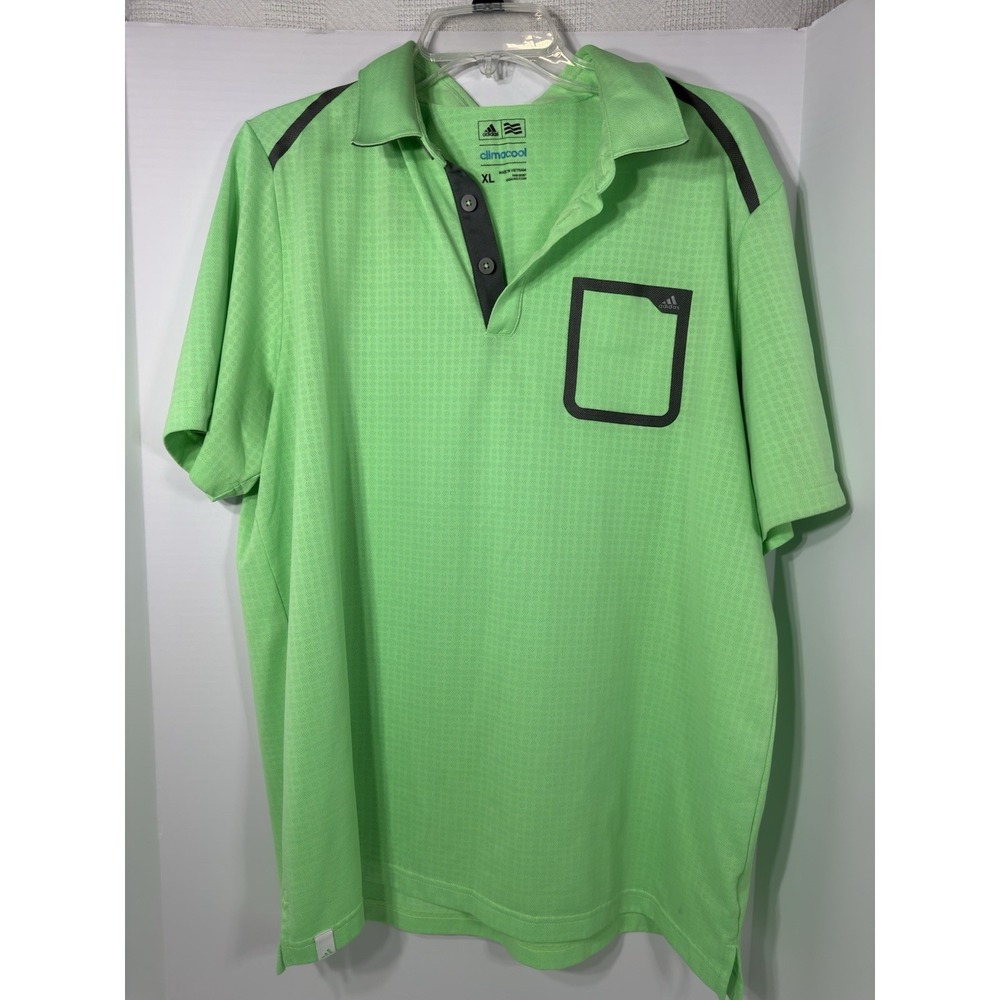 Adidas Polo Mens Size XL  Green Climacool Pocket‎ Performance Golf Shirt
